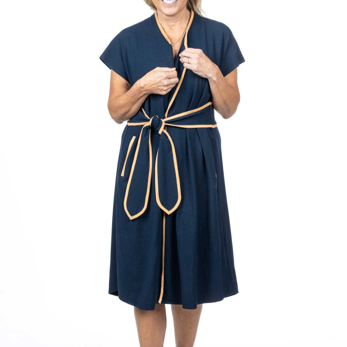 Knee Length Midi Dress with Zip in Front