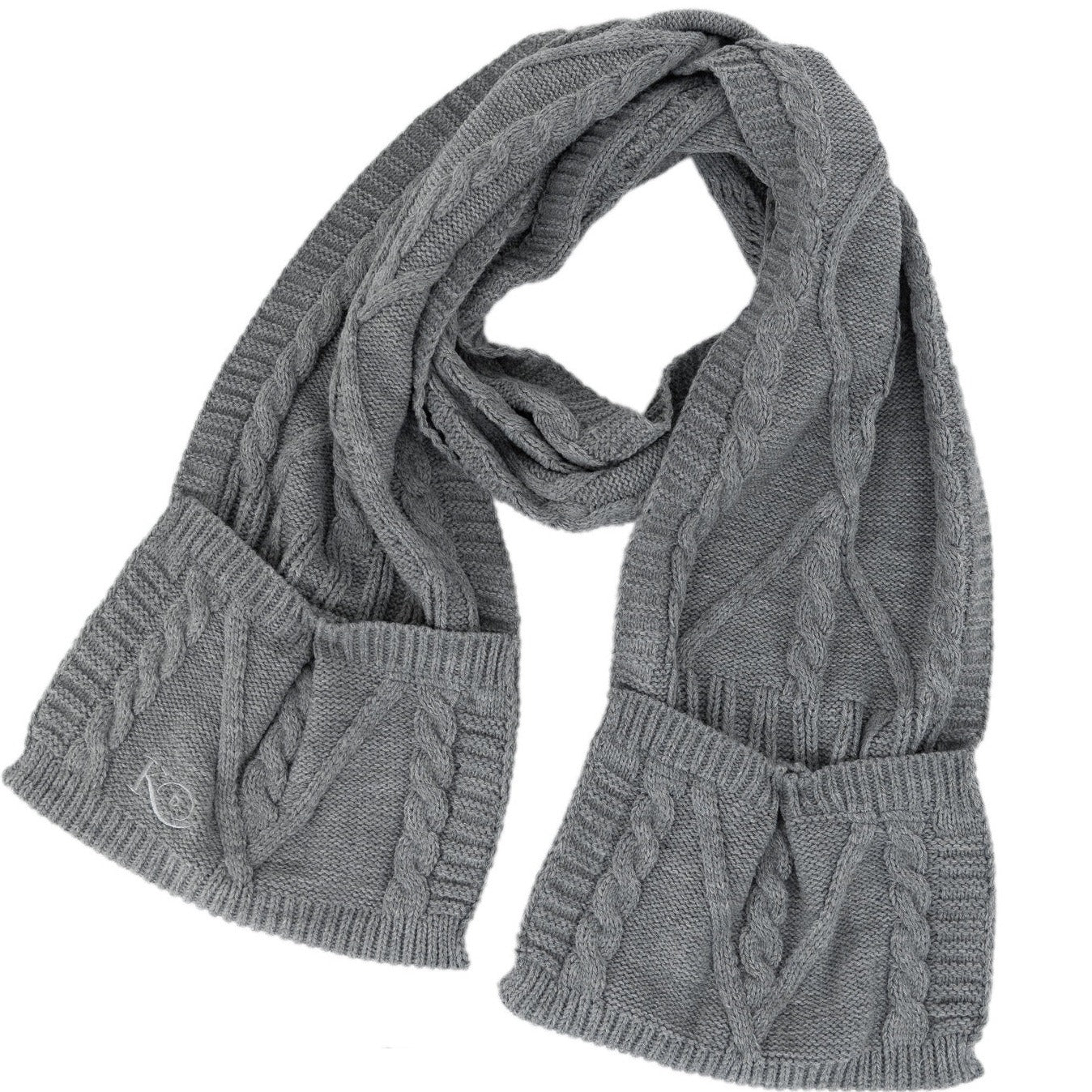 Cable Knit Scarf with Pockets