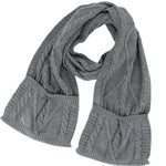 Cable Knit Scarf with Pockets