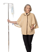 KickIt Cape showing functionality for IV pole and chemo line