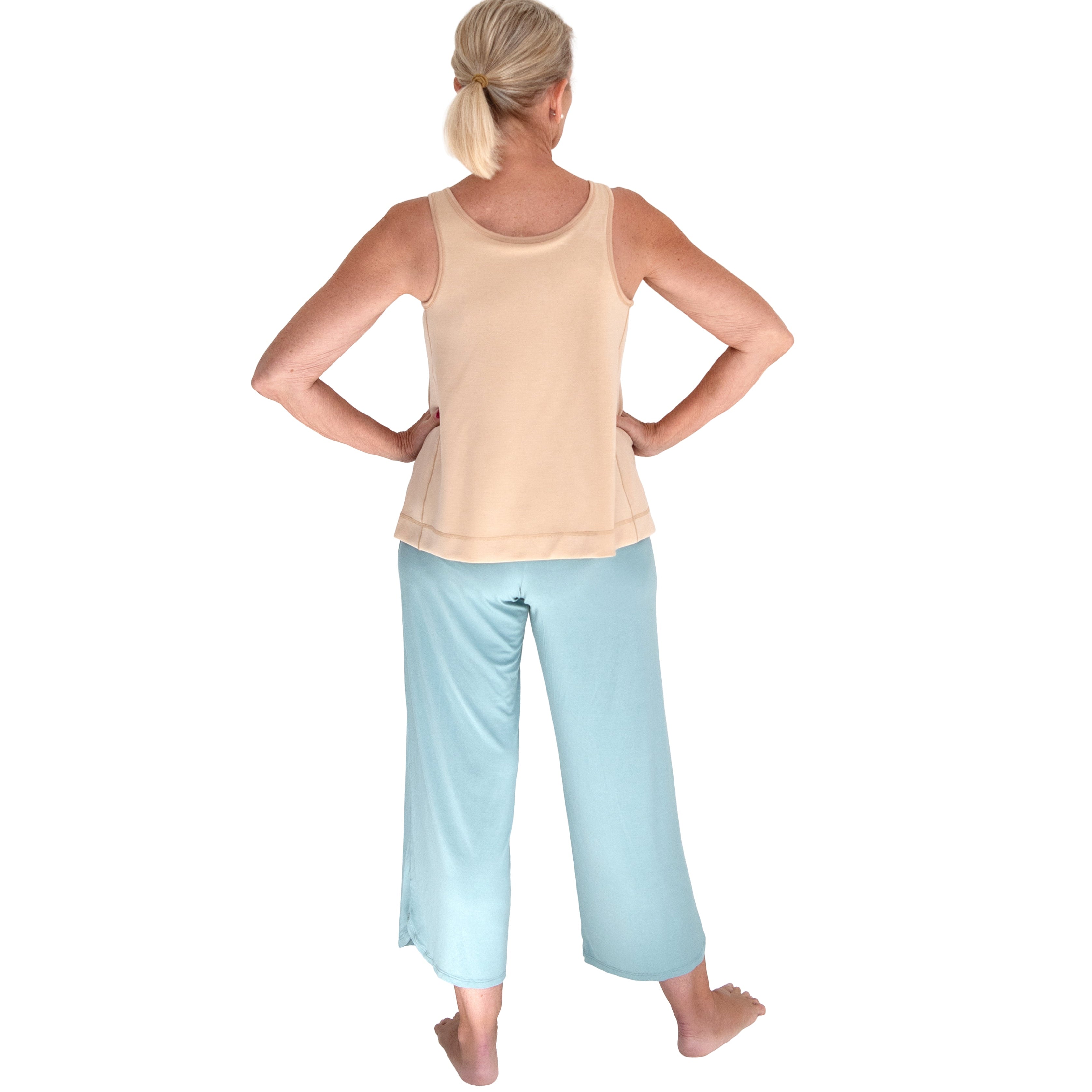 full backside of sage green surgery recovery pants